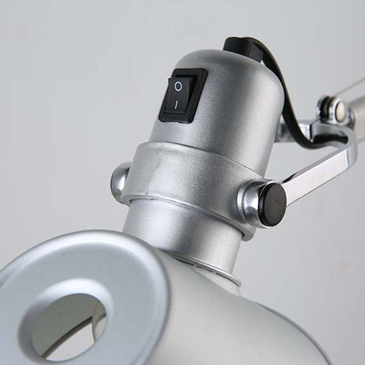 Industrie Teleskop Tischlampe 1-Licht Metall Lese Buch Licht mit konischem Schirm in Silber