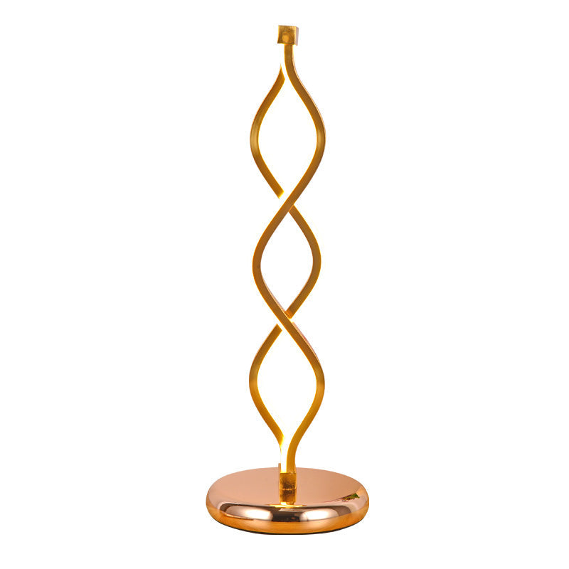 Gold Wavy Strip Tischlampe Art Deco LED Aluminium Nachttischlampe mit Stecker-Kabel