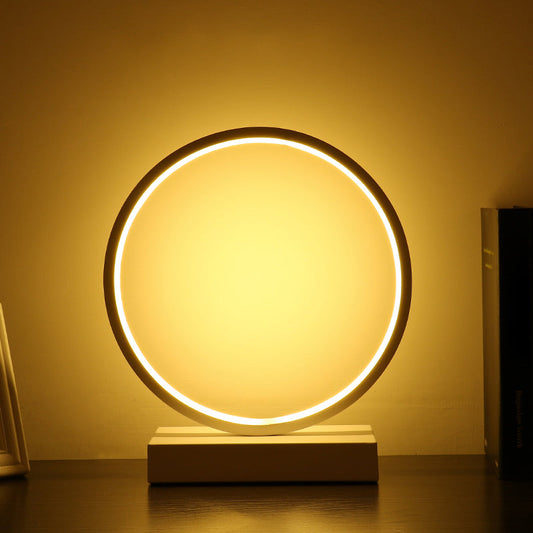 Simplicity Circle LED Nachttischlampe Metall Schlafzimmer Tischlampe mit rechteckigem Sockel