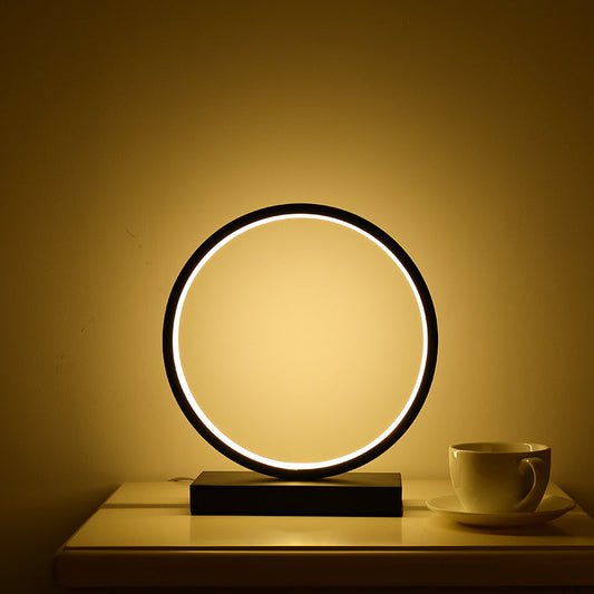 Simplicity Circle LED Nachttischlampe Metall Schlafzimmer Tischlampe mit rechteckigem Sockel