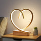 Halo Ring LED Nachttischlampe Dekorative Metall Holzfinish Tischlicht für Schlafzimmer
