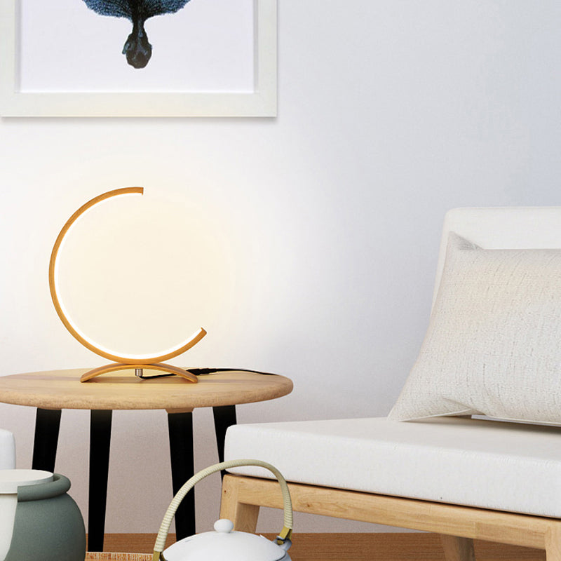 C-förmige Aluminium Nachttischlampe Minimalistischer Stil LED Tischbeleuchtung mit Dimmer-Schalter