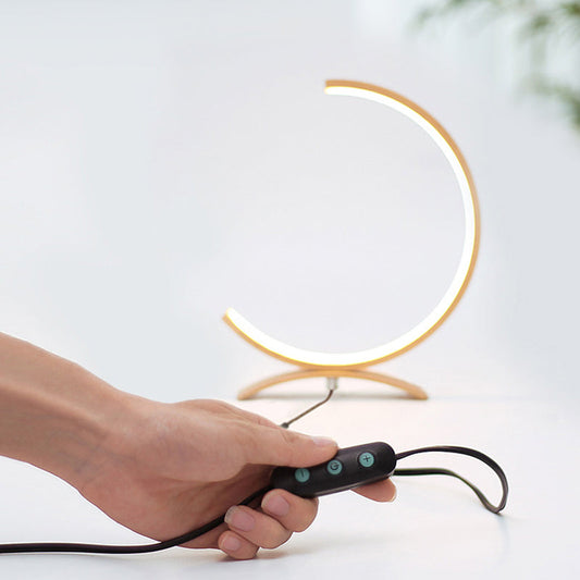 C-förmige Aluminium Nachttischlampe Minimalistischer Stil LED Tischbeleuchtung mit Dimmer-Schalter