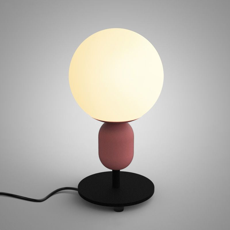 Weißes Gläsernes Sphärisches Nachttlicht Macaron 1 Kopf Tischlampe für Kinderzimmer