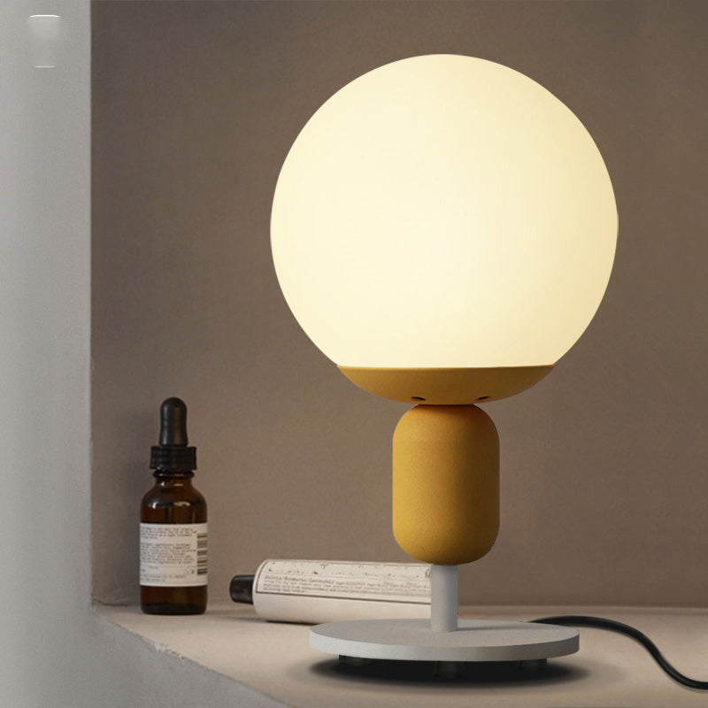 Weißes Gläsernes Sphärisches Nachttlicht Macaron 1 Kopf Tischlampe für Kinderzimmer