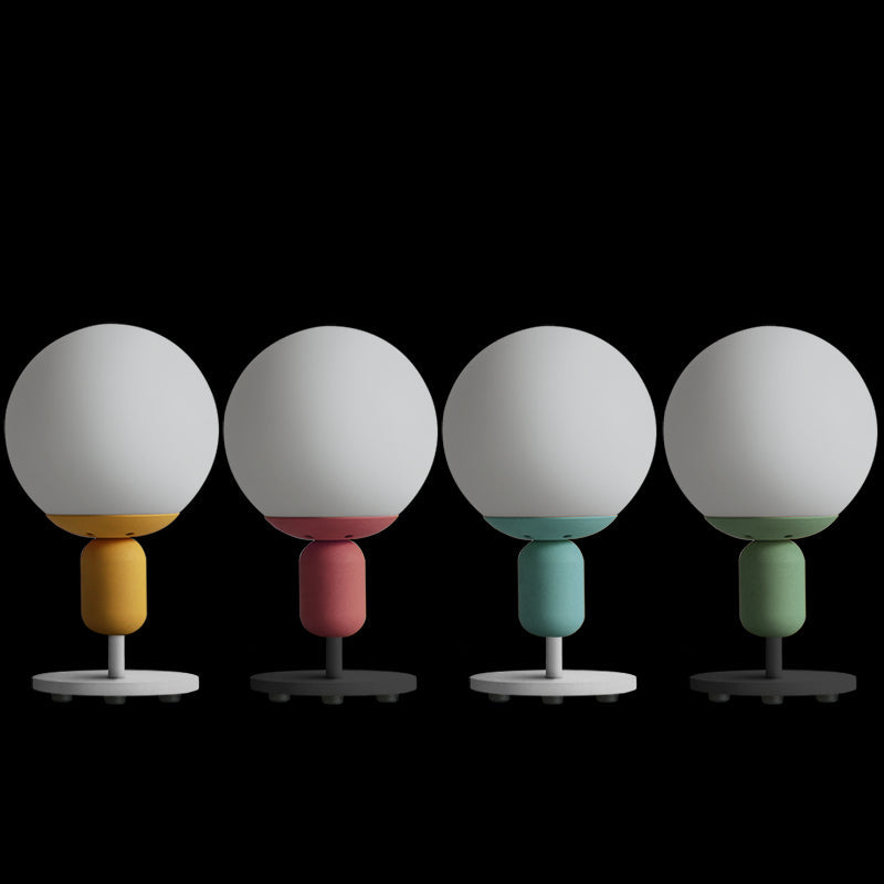 Weißes Gläsernes Sphärisches Nachttlicht Macaron 1 Kopf Tischlampe für Kinderzimmer