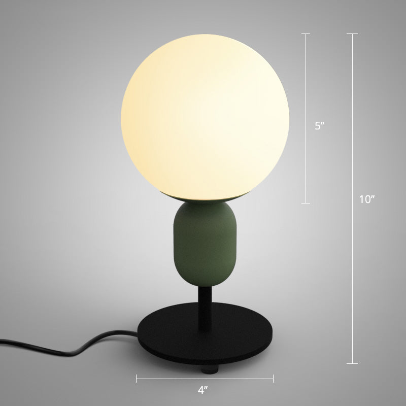 Weißes Gläsernes Sphärisches Nachttlicht Macaron 1 Kopf Tischlampe für Kinderzimmer