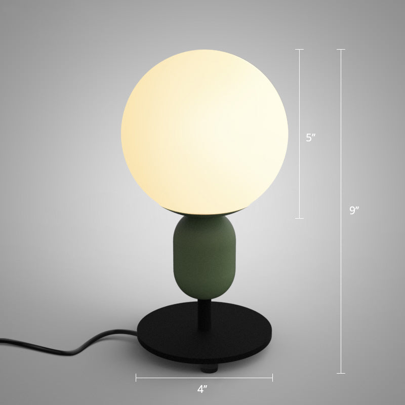 Weißes Gläsernes Sphärisches Nachttlicht Macaron 1 Kopf Tischlampe für Kinderzimmer