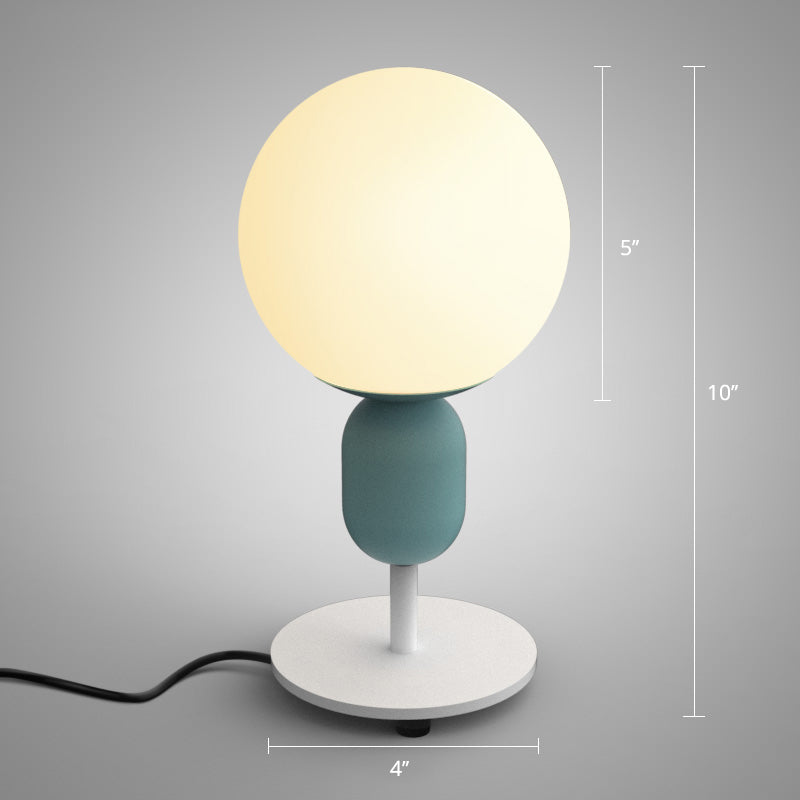 Weißes Gläsernes Sphärisches Nachttlicht Macaron 1 Kopf Tischlampe für Kinderzimmer