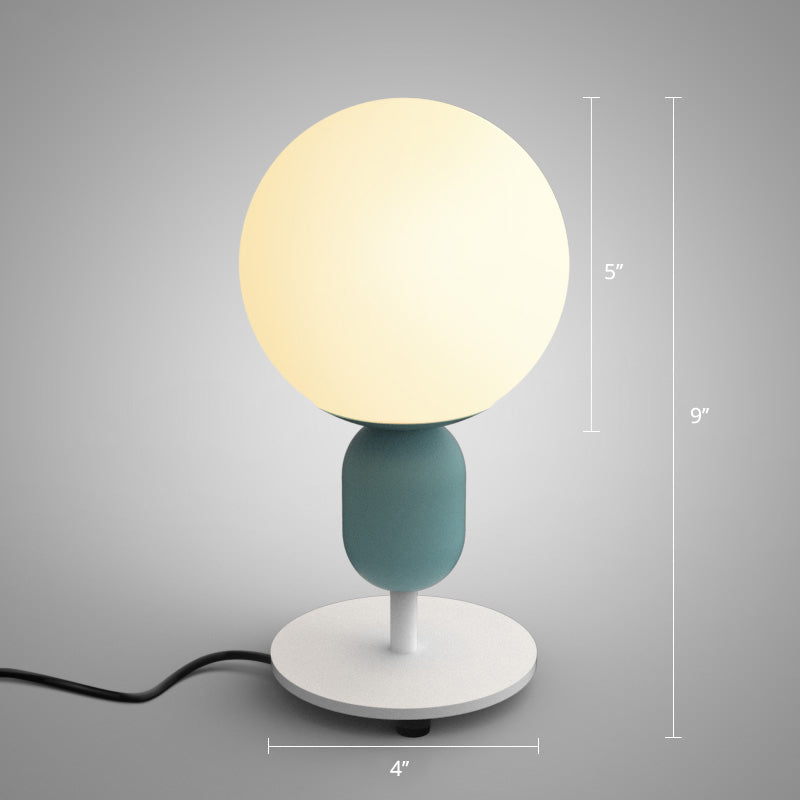 Weißes Gläsernes Sphärisches Nachttlicht Macaron 1 Kopf Tischlampe für Kinderzimmer