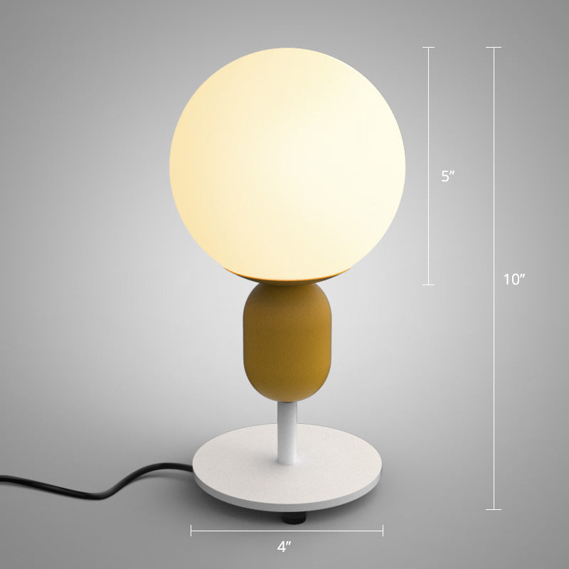 Weißes Gläsernes Sphärisches Nachttlicht Macaron 1 Kopf Tischlampe für Kinderzimmer