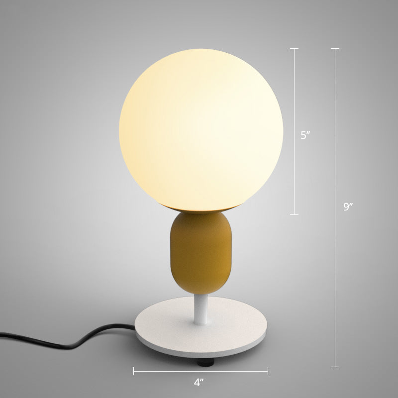 Weißes Gläsernes Sphärisches Nachttlicht Macaron 1 Kopf Tischlampe für Kinderzimmer