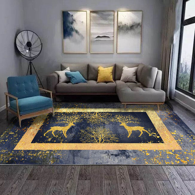 Multicolor Luxe Teppich Baumwollmischung Tiermuster Bereichsteppich Rutschfeste Unterlage Fleckenresistenter Bereichsteppich für das Wohnzimmer