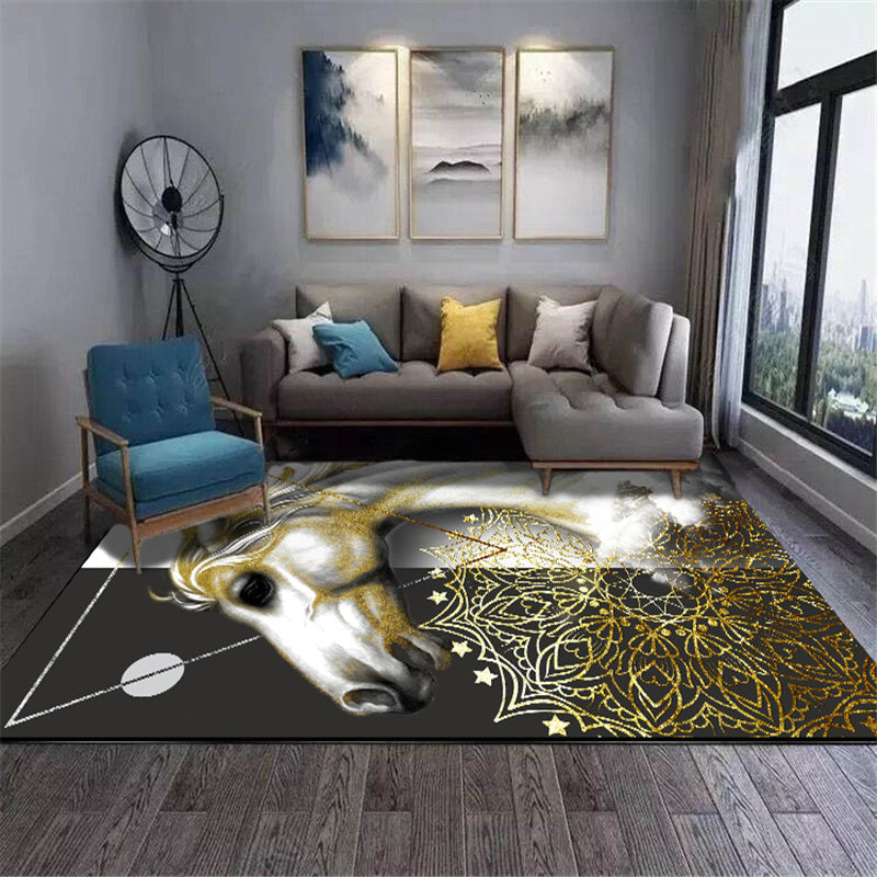 Multicolor Luxe Teppich Baumwollmischung Tiermuster Bereichsteppich Rutschfeste Unterlage Fleckenresistenter Bereichsteppich für das Wohnzimmer