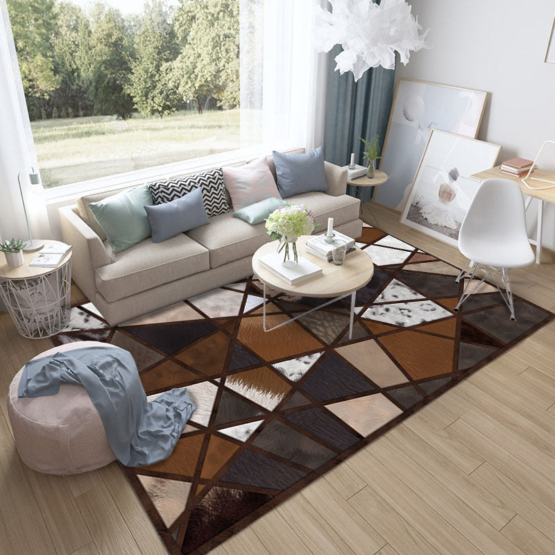 Frendorf | Einzigartiger Geometric G Bedruckter Teppich Mehrfarbig Kuhhaut Innen Teppich Haustierfreundlich Fleckenbeständig Einfache Wartung Teppich für Wohnzimmer