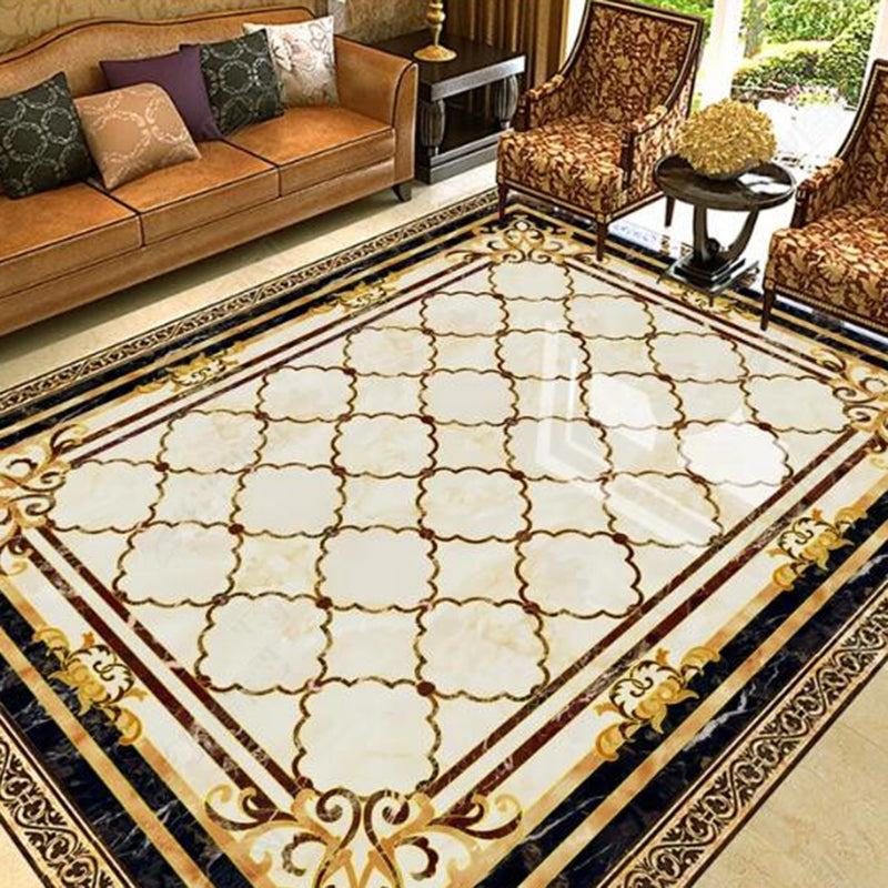 Frendorf | Multicolor novel carpet made of cotton blend with checkered pattern, non-slip, pet-friendly interior carpet for the living room
