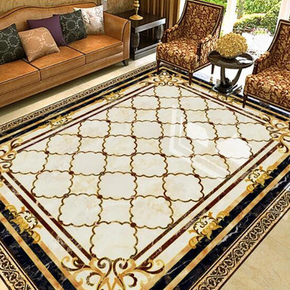 Frendorf | Multicolor novel carpet made of cotton blend with checkered pattern, non-slip, pet-friendly interior carpet for the living room