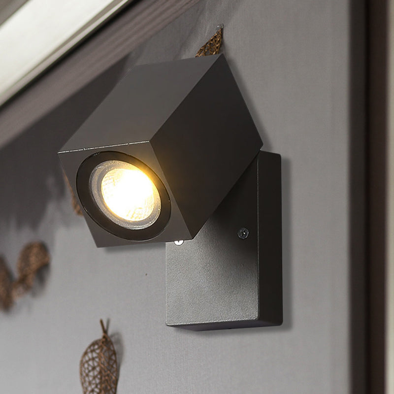 Frendorf | Graue kubische Shade Wandlicht Wandleuchte Industrie Stil Metallic LED Veranda Verstellbare Wandmontage Lampe