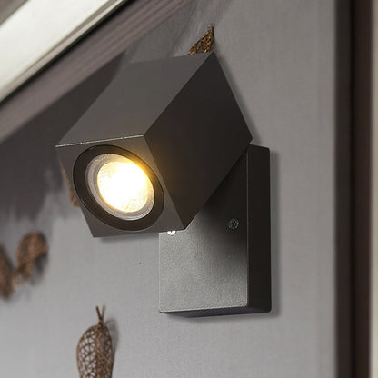 Frendorf | Graue kubische Shade Wandlicht Wandleuchte Industrie Stil Metallic LED Veranda Verstellbare Wandmontage Lampe