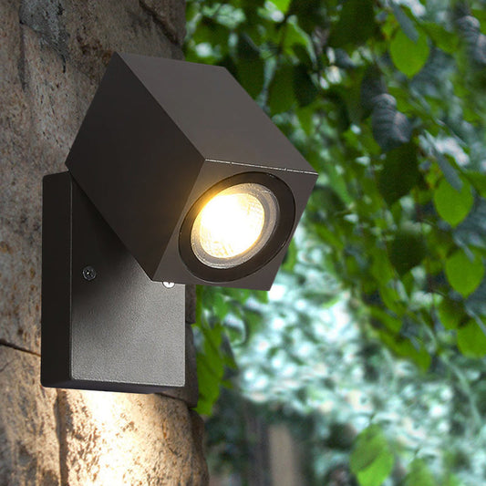 Frendorf | Graue kubische Shade Wandlicht Wandleuchte Industrie Stil Metallic LED Veranda Verstellbare Wandmontage Lampe