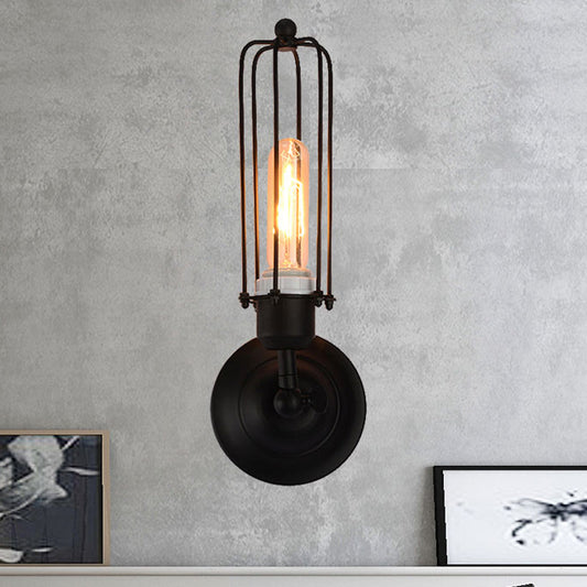 Frendorf | 1/2-Bulb Lineaire Kooi Wandlamp Industrieel Zwart/Roest Metaal Wandverlichtingsarmatuur voor Woonkamer