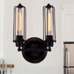 Frendorf | 1/2-Bulb Lineaire Kooi Wandlamp Industrieel Zwart/Roest Metaal Wandverlichtingsarmatuur voor Woonkamer