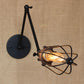 Frendorf | 1 Lichtarm verstellbare wandverlichting met cage-schaduw loftstijl zwart/ messing/ verouderd messing wandmontage licht boven tafel