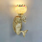 Frendorf | Shell Bowl/Dome Wandlampe Rustikal Tiffany 1 Licht Wandleuchte mit Harz Meerjungfrau in Beige