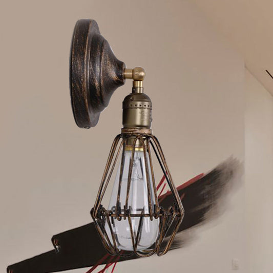 Frendorf | 1 Glühbirne Drahtkäfig Wandleuchte Landhausstil Stylische Antike Messing Schmiedeeisen Wandleuchte Beleuchtung für Restaurant