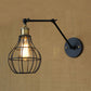 Frendorf | Schwarze Globe/Träne Wand sconce Beleuchtung mit Käfigschatten Retro Metall 1 Lichtarm verstellbare Wandmontage Licht