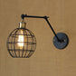 Frendorf | Schwarze Globe/Träne Wand sconce Beleuchtung mit Käfigschatten Retro Metall 1 Lichtarm verstellbare Wandmontage Licht