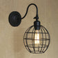 Frendorf | Schwarze Globe/Oval Käfig Wandmontage Licht mit Gooseneck Arm Retro-Stil Metall 1 Kopf Schlafzimmer Mini Wandleuchte