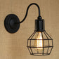 Frendorf | Metallic Zwart/Bronze Wandverlichting Global Cage 1 Hoofd Vintage Industrieel Wandlamp met Gooseneck Arm
