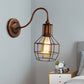 Frendorf | Metallic Zwart/Bronze Wandverlichting Global Cage 1 Hoofd Vintage Industrieel Wandlamp met Gooseneck Arm