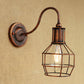 Frendorf | Metallic Zwart/Bronze Wandverlichting Global Cage 1 Hoofd Vintage Industrieel Wandlamp met Gooseneck Arm