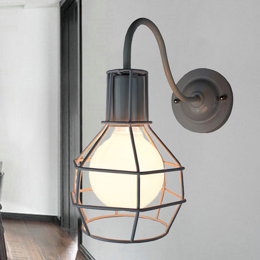 Frendorf | Metallic Zwart/Bronze Wandverlichting Global Cage 1 Hoofd Vintage Industrieel Wandlamp met Gooseneck Arm