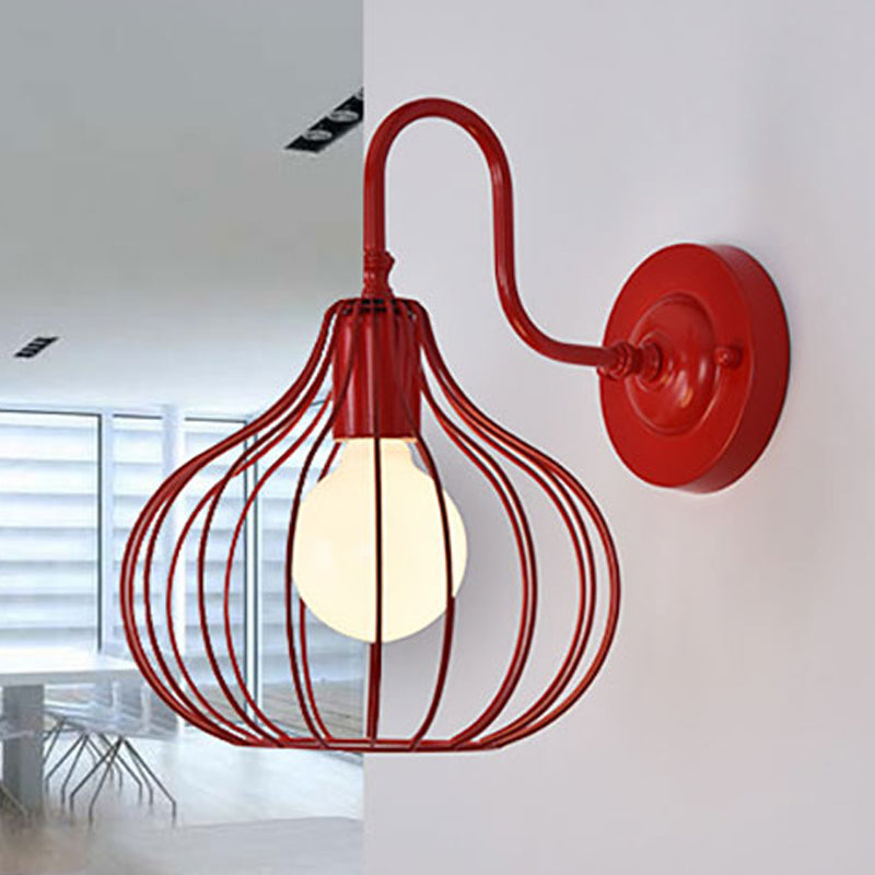 1 Licht Zwiebel Wand Sconces Beleuchtung Loft Stil Schwarz/Weiß Metallic Mini Wand Beleuchtung mit Schwanenhalsarm für Schlafzimmer