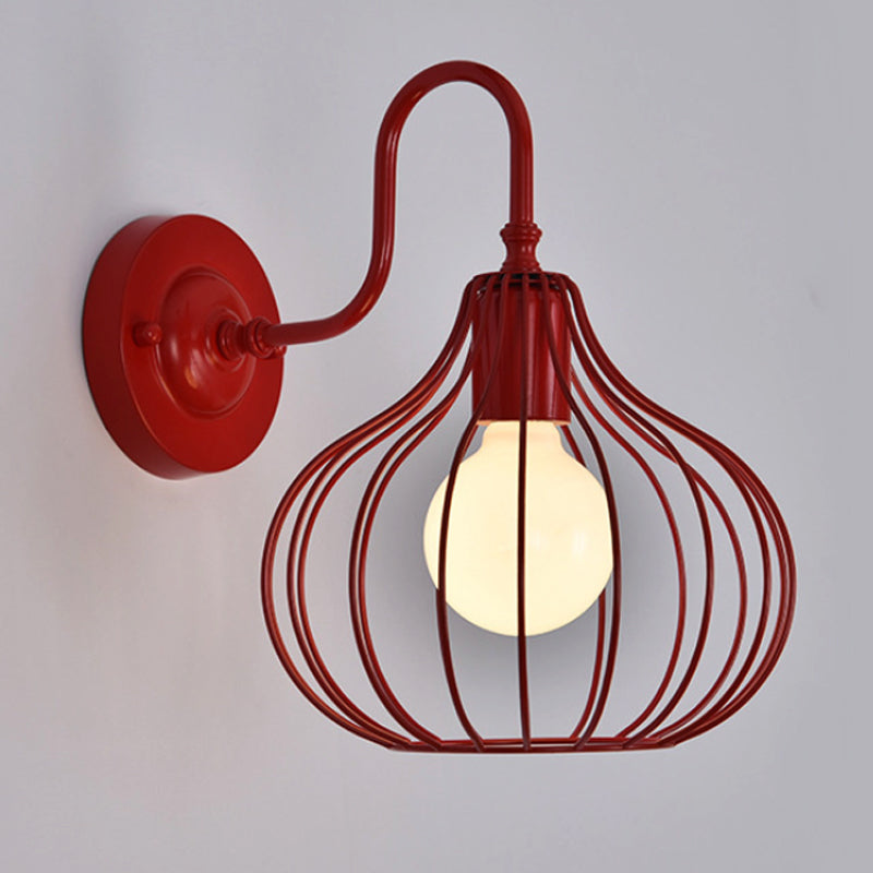 1 Licht Zwiebel Wand Sconces Beleuchtung Loft Stil Schwarz/Weiß Metallic Mini Wand Beleuchtung mit Schwanenhalsarm für Schlafzimmer