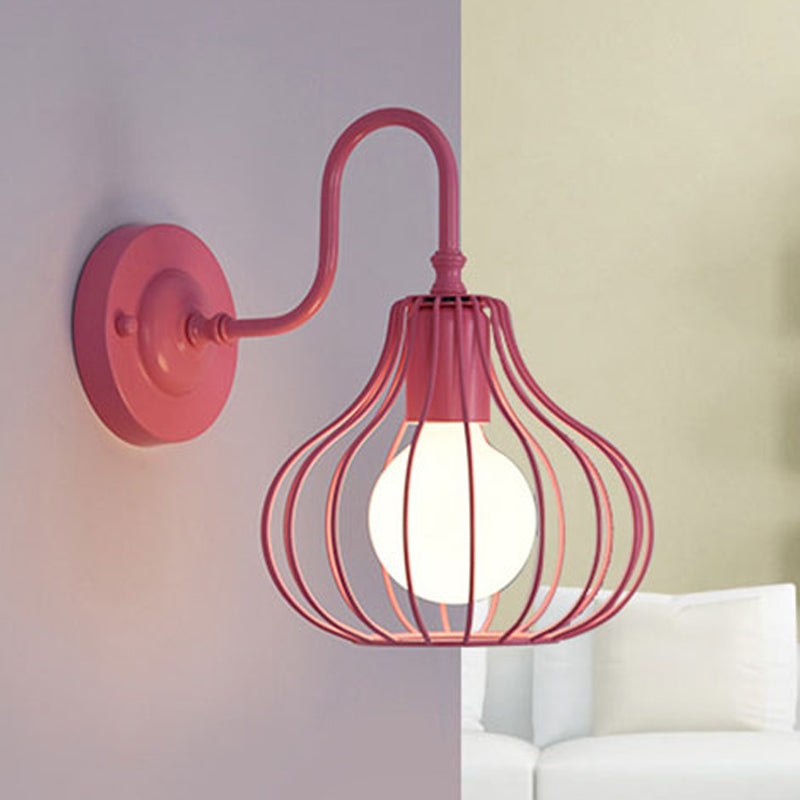 1 Licht Zwiebel Wand Sconces Beleuchtung Loft Stil Schwarz/Weiß Metallic Mini Wand Beleuchtung mit Schwanenhalsarm für Schlafzimmer