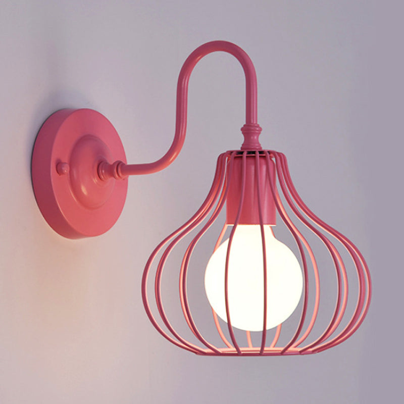1 Licht Zwiebel Wand Sconces Beleuchtung Loft Stil Schwarz/Weiß Metallic Mini Wand Beleuchtung mit Schwanenhalsarm für Schlafzimmer