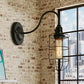 Frendorf | Metallische Oval-/Tröpfchen-/Glühbirnen-Wandleuchte mit Drahtschutz Industrie 1 Licht Balkon Wandleuchte montiert in Schwarz