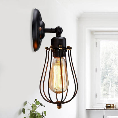 Frendorf | 2 Packs Gek cage-gemetseld metalen wandlamp Industriële stijl 1 licht slaapkamer wandmontagelamp met bulbvorm