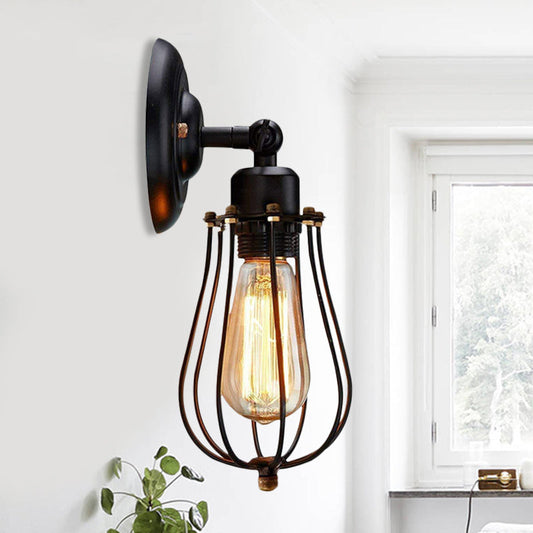 Frendorf | 2 Packs Gek cage-gemetseld metalen wandlamp Industriële stijl 1 licht slaapkamer wandmontagelamp met bulbvorm