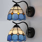 Frendorf | Mediterrane Dome Wandverlichting met Gebogen Arm Gekleurde Glazen 1 Licht Sconces in Wit/Helder