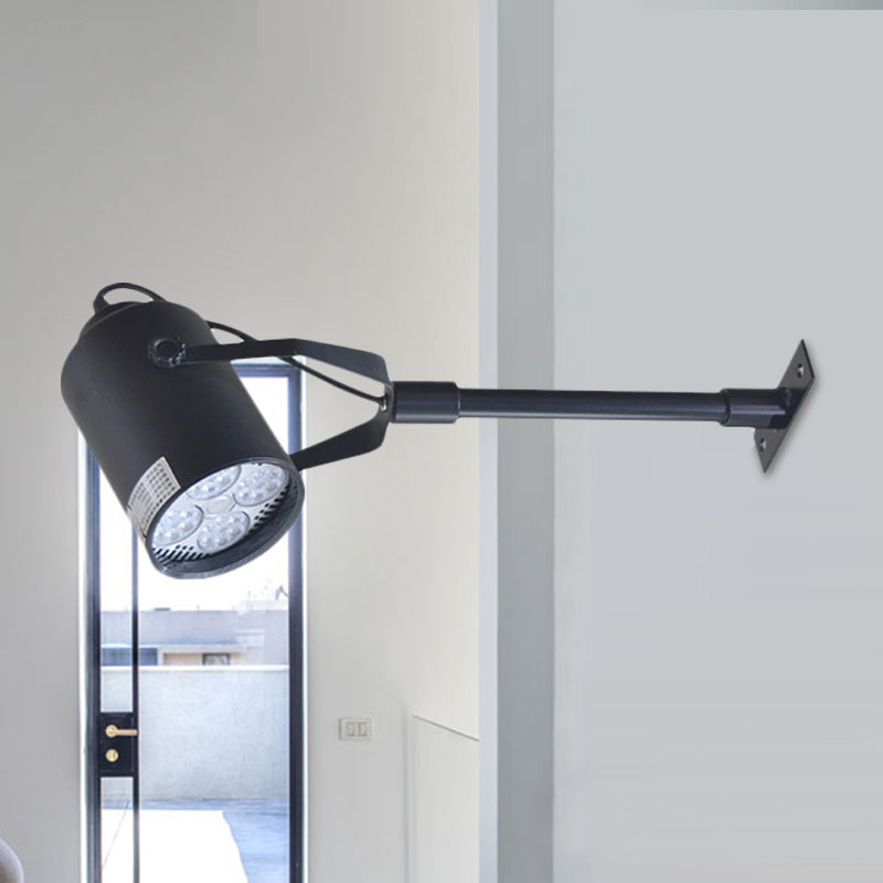 Frendorf | LED Drehbarer Zylinder Wandbeleuchtung Industrieller Stil Schwarzes Metall Mini Wandlampe für Restaurant