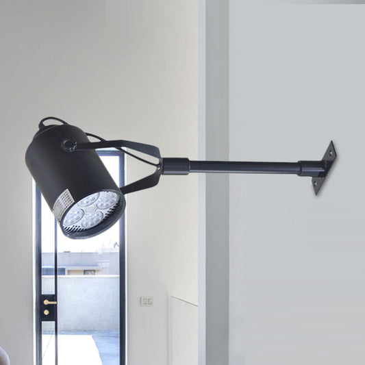 Frendorf | LED Drehbarer Zylinder Wandbeleuchtung Industrieller Stil Schwarzes Metall Mini Wandlampe für Restaurant