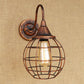 Frendorf | Rustikale Stil Ball Cage Wandbeleuchtung mit Gänneckarm 1 Glühbirne Eisen Wandleuchte in Rost/schwarz Finish