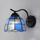 Frendorf | Tiffany Dome Wandmontage Licht Geïntegreerd Glas 1 Licht Badkamer Wand Sconces Licht in Wit/Blauw