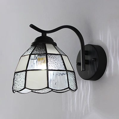Frendorf | Tiffany Dome Wandmontage Licht Geïntegreerd Glas 1 Licht Badkamer Wand Sconces Licht in Wit/Blauw