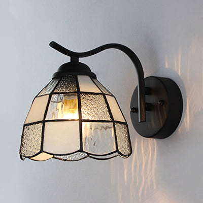 Frendorf | Tiffany Dome Wandmontage Licht Geïntegreerd Glas 1 Licht Badkamer Wand Sconces Licht in Wit/Blauw